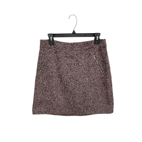 LOFT Dresses & Skirts - LOFT Purple Tweed Wool Blend A-Line Skirt Size 6 Small Exposed Zipper Pockets